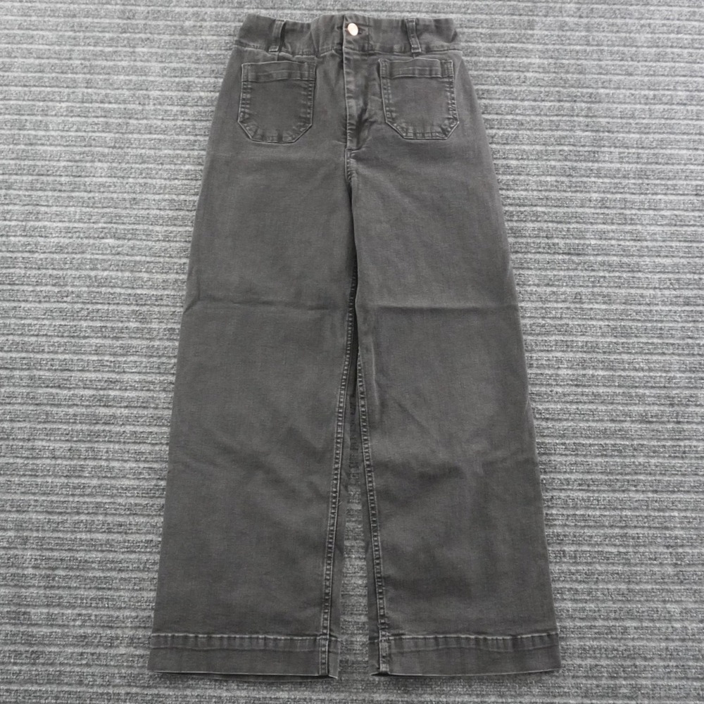 Pilcro The Skipper Wide Leg Pants Womens 27 Black High Rise Patch Pocket